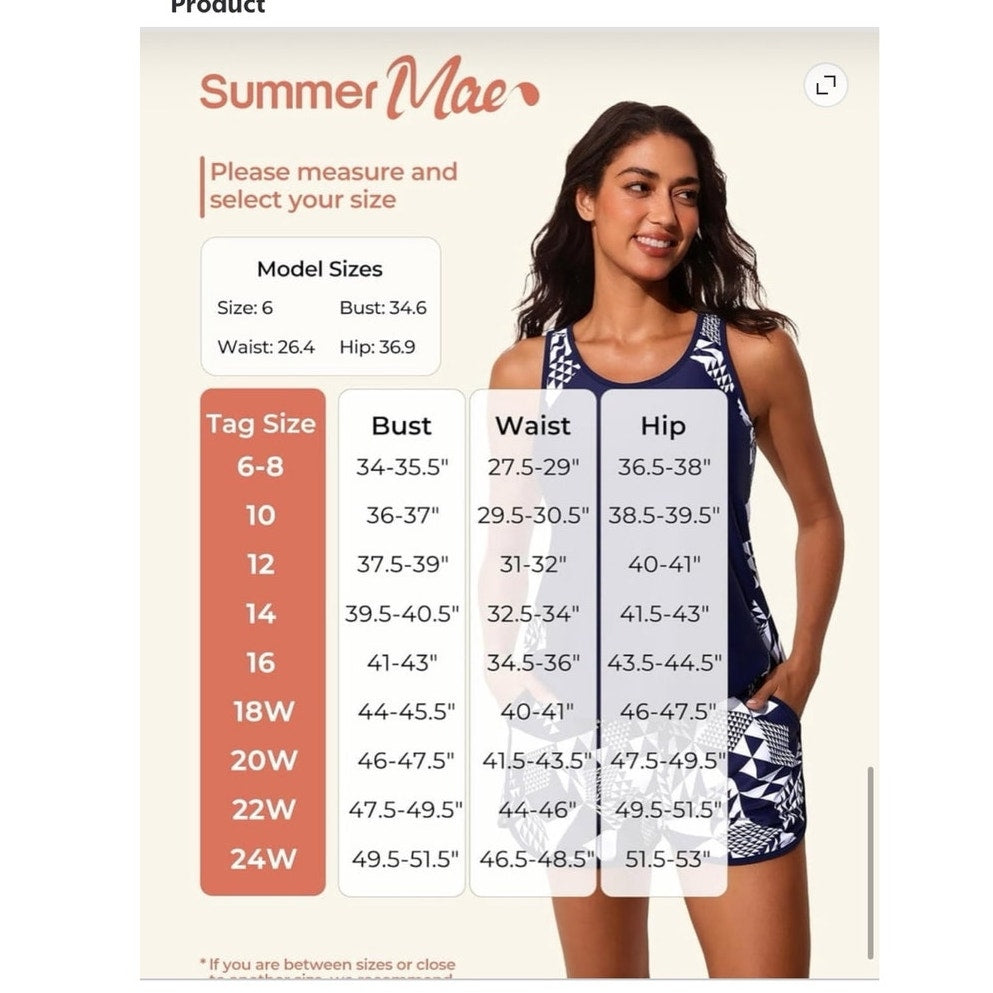 NWT ~ Tummy Control Two-Piece Tankini Swimsuit Sporty Swim Shorts Pockets ~ 12