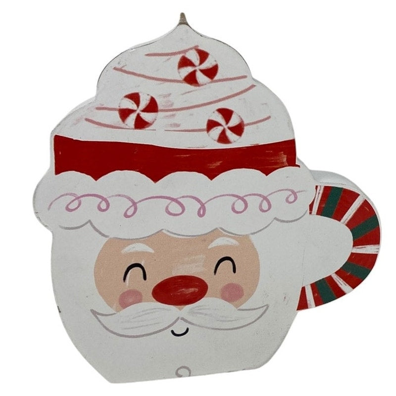 NWT ~ Set/ 2 Santa & Snowman Thick Wooden Christmas Shelf Sitters Wall Hangings