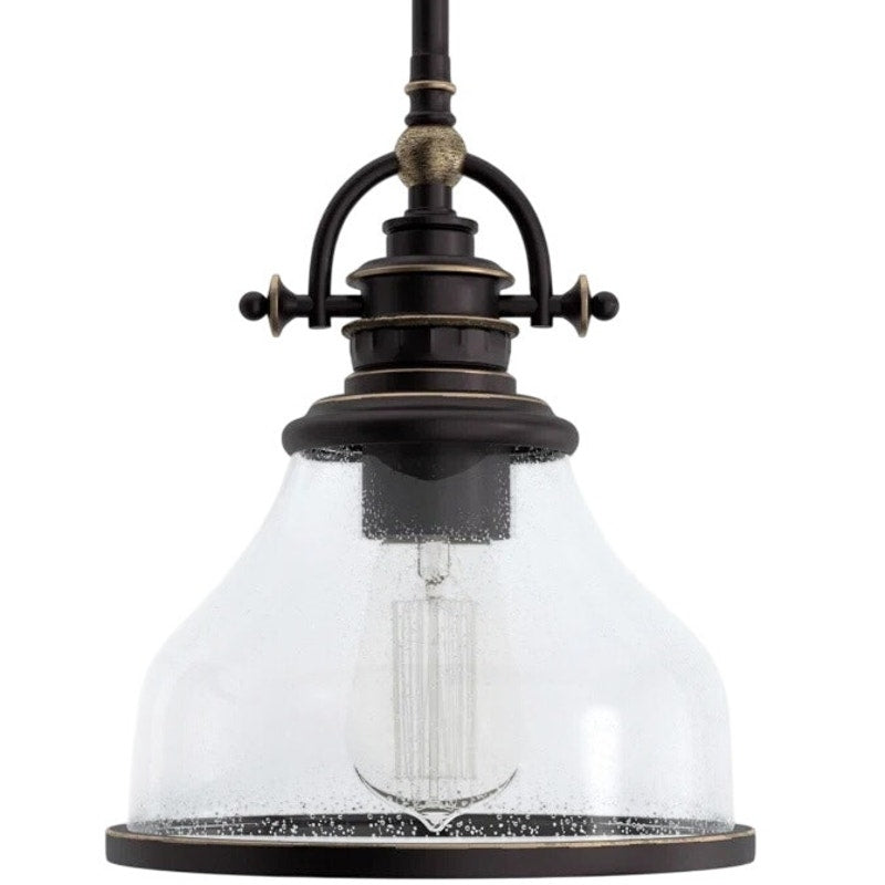 NWT ~ Vintage Style Modern Farmhouse Clear Seedy Glass Light Dome Pendant Light