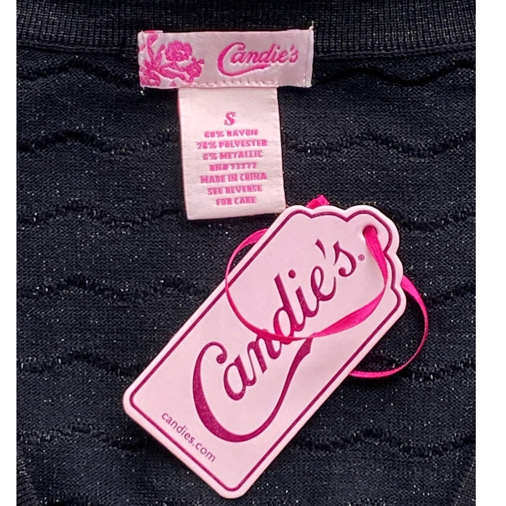 NWT ~ CANDIE'S Metallic Black Knit Swing Bodycon Dress ~ Women's Size SMALL