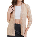 NWT ~ Women's Sheer Gold Sequin Open Front Waterfall Jacket ~ Size MEDIUM