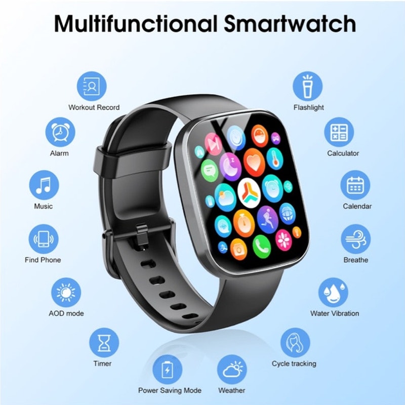 BRAND NEW ~ Black 1.91" HD Smart Watch Android iPhone Fitness Tracker Bluetooth