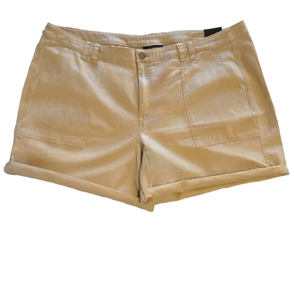 NWT ~ LANE BRYANT Tan Khaki Short Shorts Foldable Cuff ~ Women's Plus Size 26