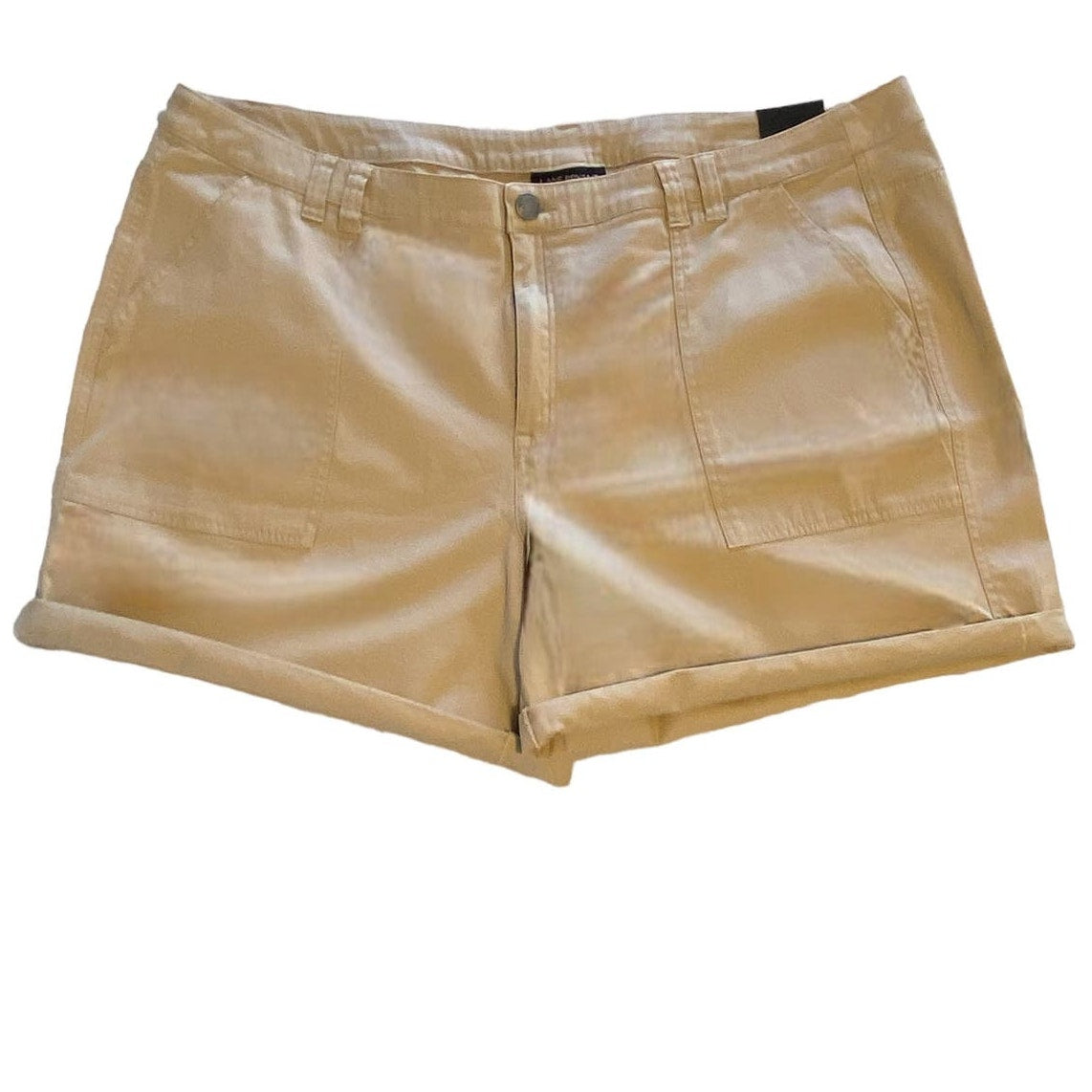 NWT ~ LANE BRYANT Tan Khaki Short Shorts Foldable Cuff ~ Women's Plus Size 26