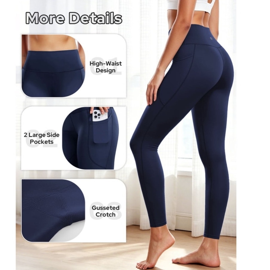 NWT ~ 3 Pairs Compression Workout Leggings High Waist Tummy Control Pockets ~ S