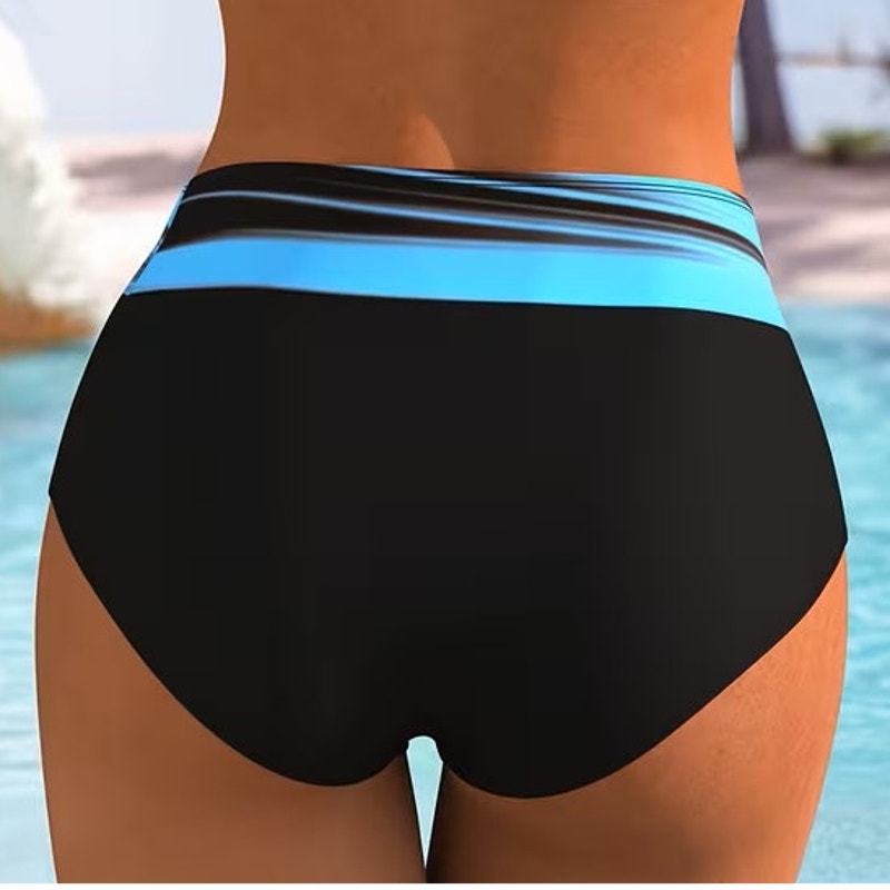BRAND NEW ~ Women's Black & Blue Plus Size Bikini Tankini Swimsuit Bottoms ~ XXL