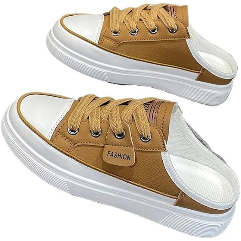 NWT ~ Tan Flat Mule Slip-On Backless Casual Sneakers Shoes ~ Women's Size 11 1/2