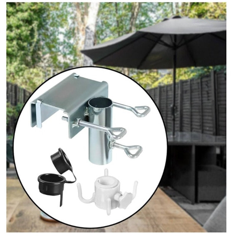 BRAND NEW ~ Patio Sun Umbrella Stank Clip Adjustable Balcony Deck Holder White Hook