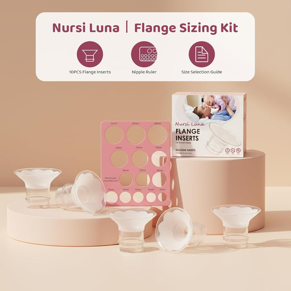 BRAND NEW ~ Silicone Breast Pump Flange Sizing Kit 10pc Flange Inserts