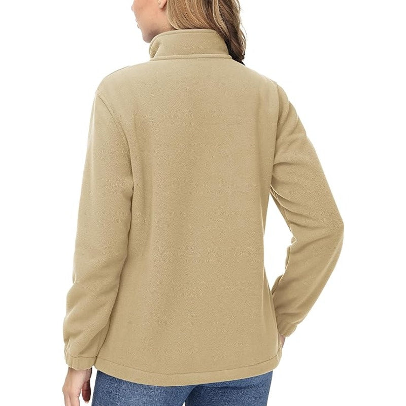 NWT ~ Women's Tan Full Zipper & Zip Pockets Fleece Jacket Top ~ MEDIUM