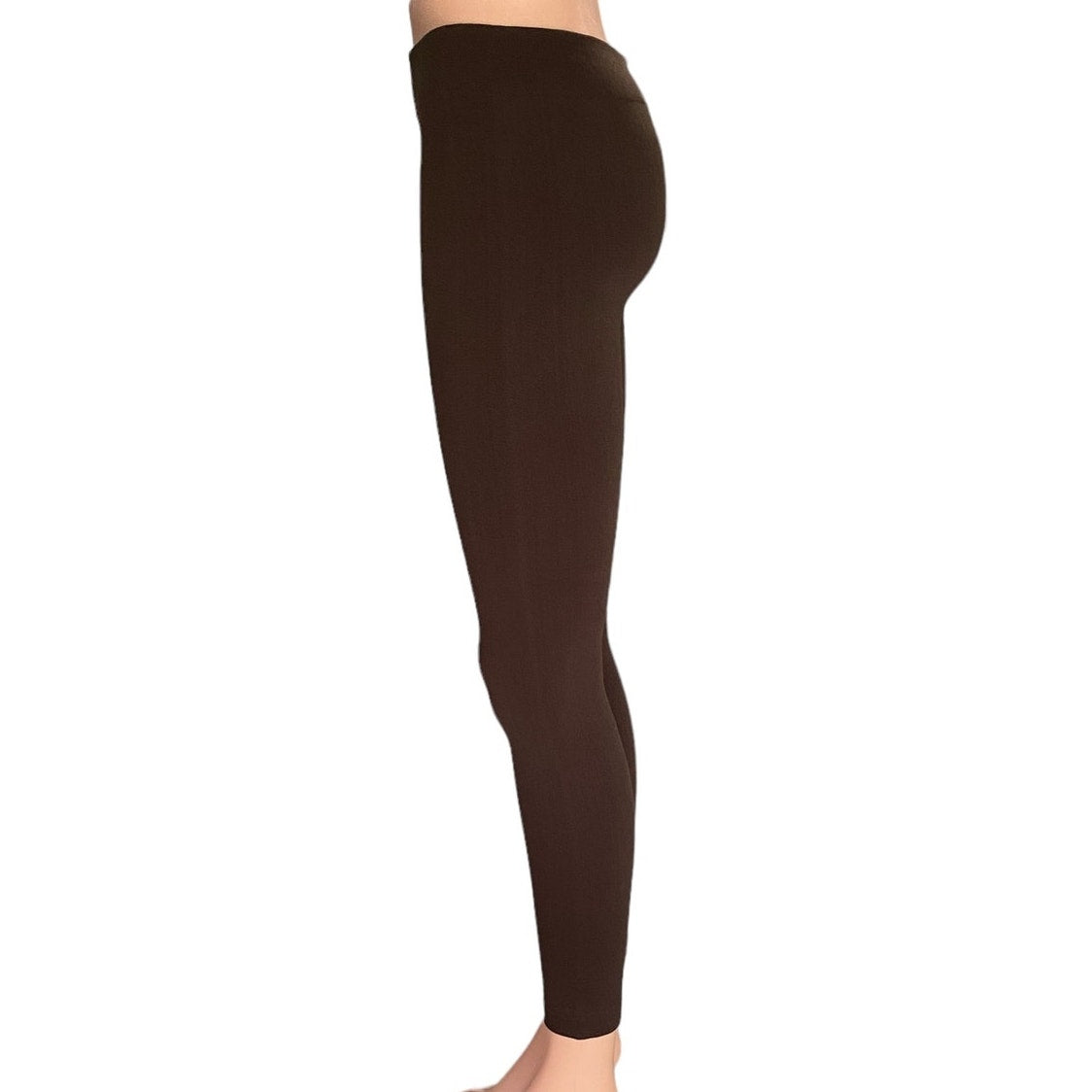 NWT ~ BLUE STAR Chocolate Brown Fleece Lined Leggings ~ Women's Size L / XL