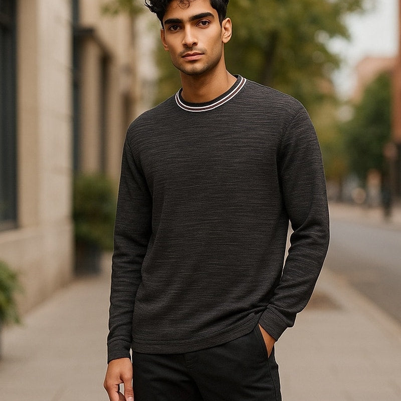 NWT ~ COMPANY 81 Heathered Black Crew Neck Long Sleeve Shirt ~ Young Men's XL