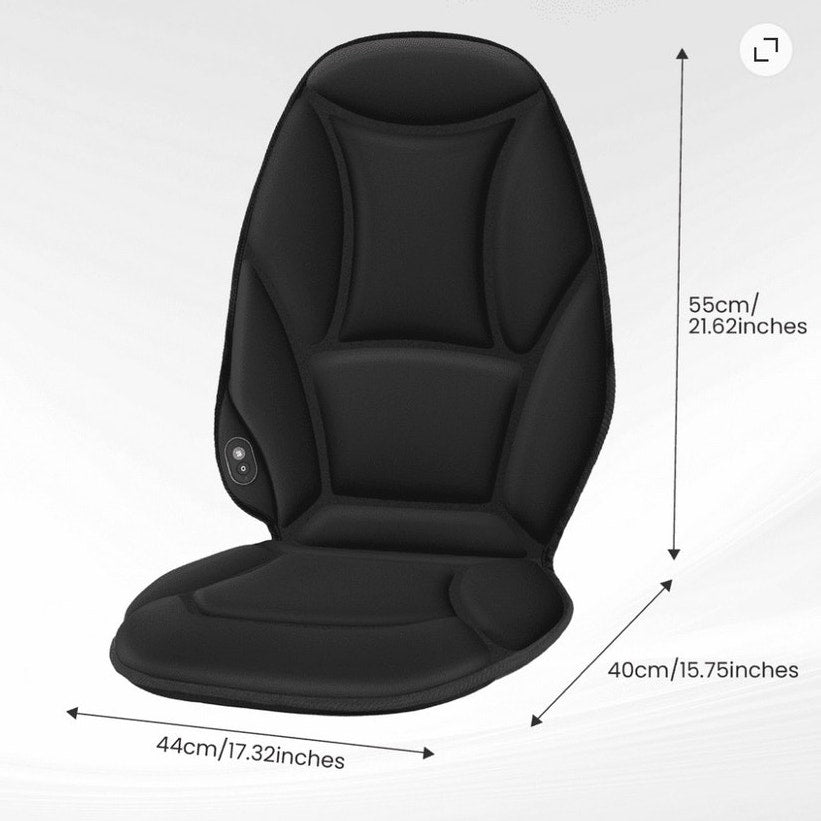 BRAND NEW ~ Black Heated Vibrating Back Massager Seat Cushion Chair Pad