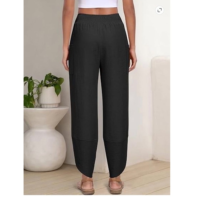 NWT ~ Women's Black Summer Casual Wide Leg Split Hem Palazzo Pants ~ Ladies MED