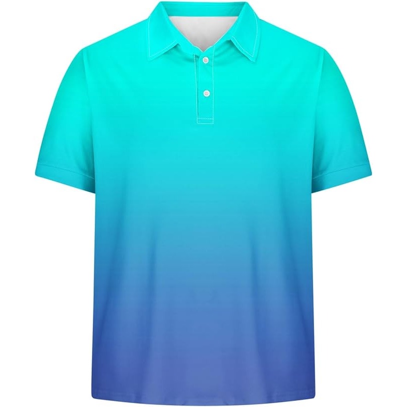NWT ~ Men's Blue & Teal Short Sleeve Summer Polo Golf Shirt ~Big Tall Size 4X