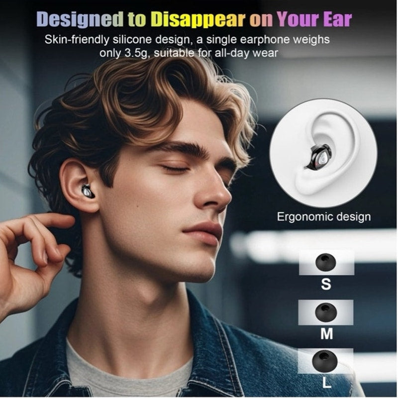 BRAND NEW ~ Black Wireless Earbuds Bluetooth 5.4 In-Ear Waterproof Earphones