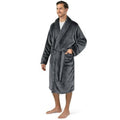 NWT ~ Men's Gray Soft Lightweight Fleece Bathrobe Shawl Collar & Pockets ~ L/XL