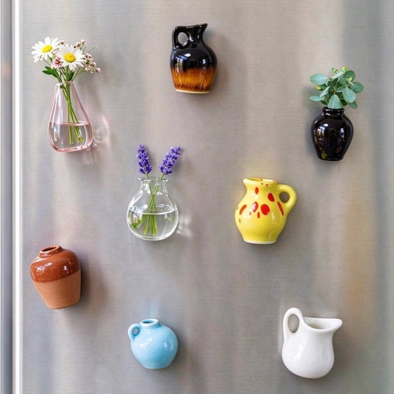BRAND NEW ~ Set/8 Mini 3D Resin Vase Refrigerator Decorative Magnets