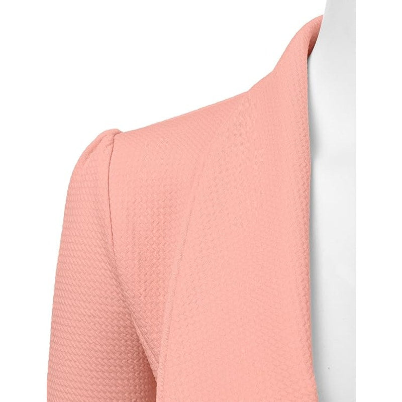 NWT ~ Coral Pink Spring Draped Open Flowing Cardigan L/S Business Jacket ~ SMALL