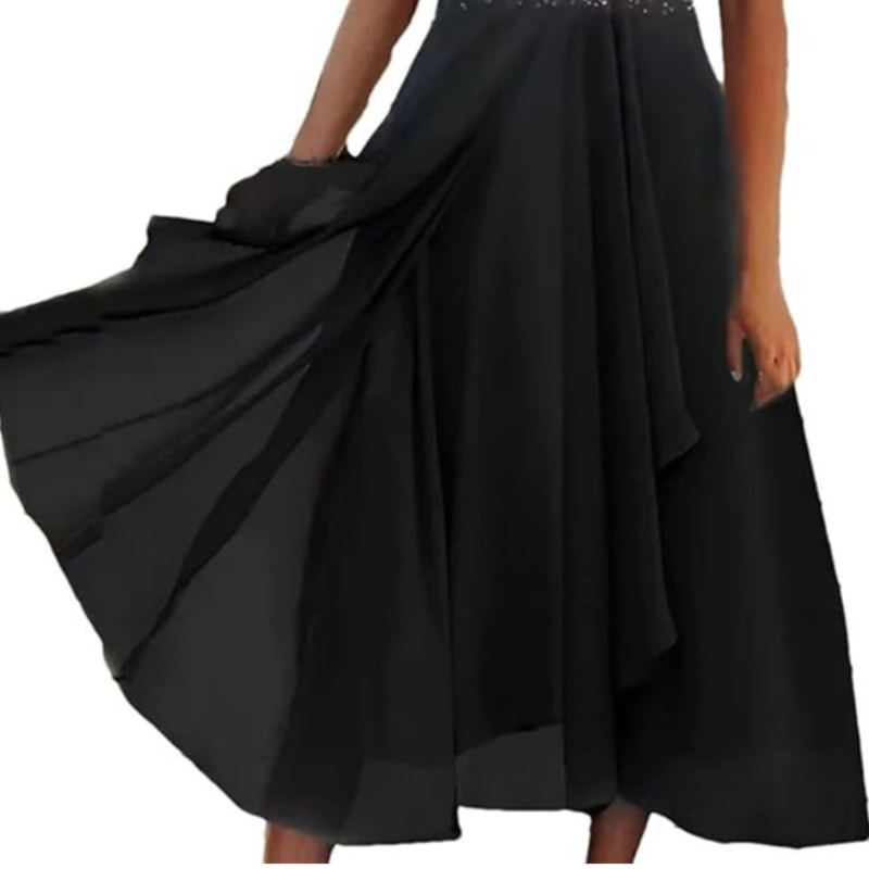 NWT ~ Black Chiffon Dress Casual Short Sleeve Irregular Hem ~ Plus Size 3X