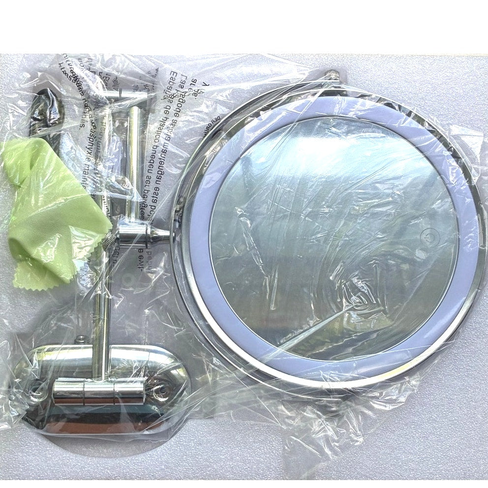 BRAND NEW ~ Chrome Finish 8" Double Sided 3 Colors Lighted Adjustable Mirror