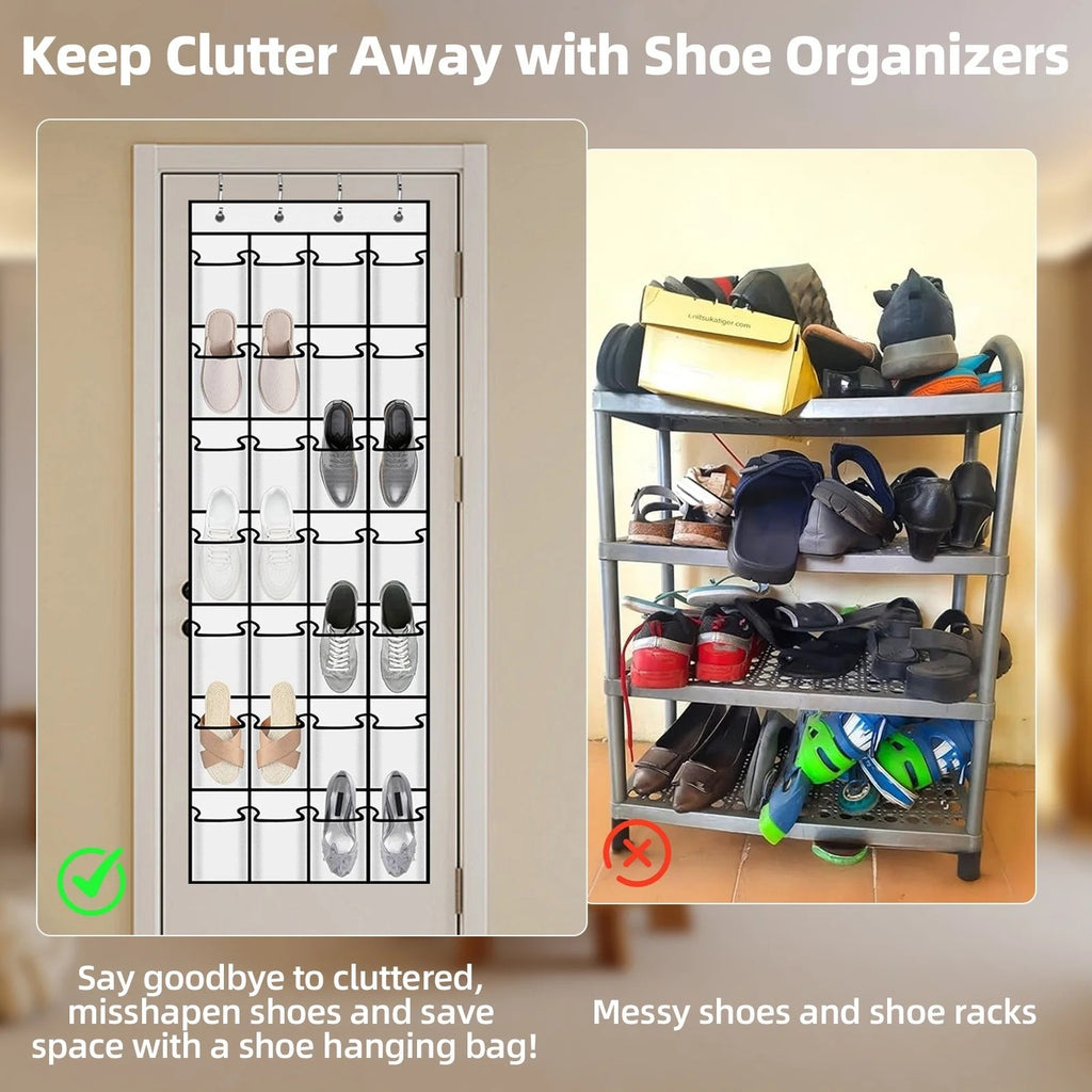 BRAND NEW ~ Over the Door Shoe Organizer 28 Breathable Pockets Hanging Storage