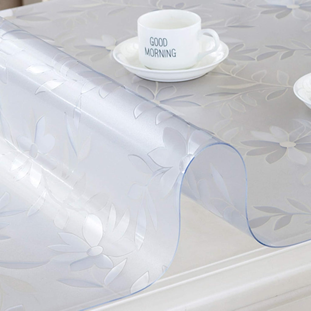 NWT ~ Transparent Waterproof Tablecloth Thick Clear Flowers Heat Resistant Vinyl