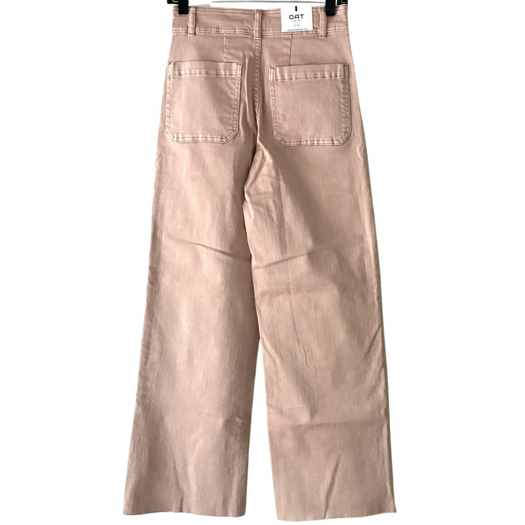 NWT ~ OAT New York Beige High Waisted Wide Leg Cropped Jeans Denim Trouser 2/26