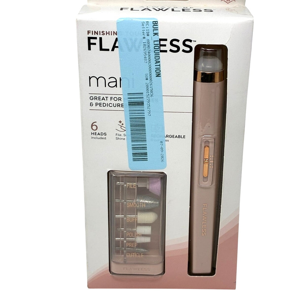 BRAND NEW ~ Pink Finishing Touch Rechargeable Mani Pedi Device & 6 Attachments