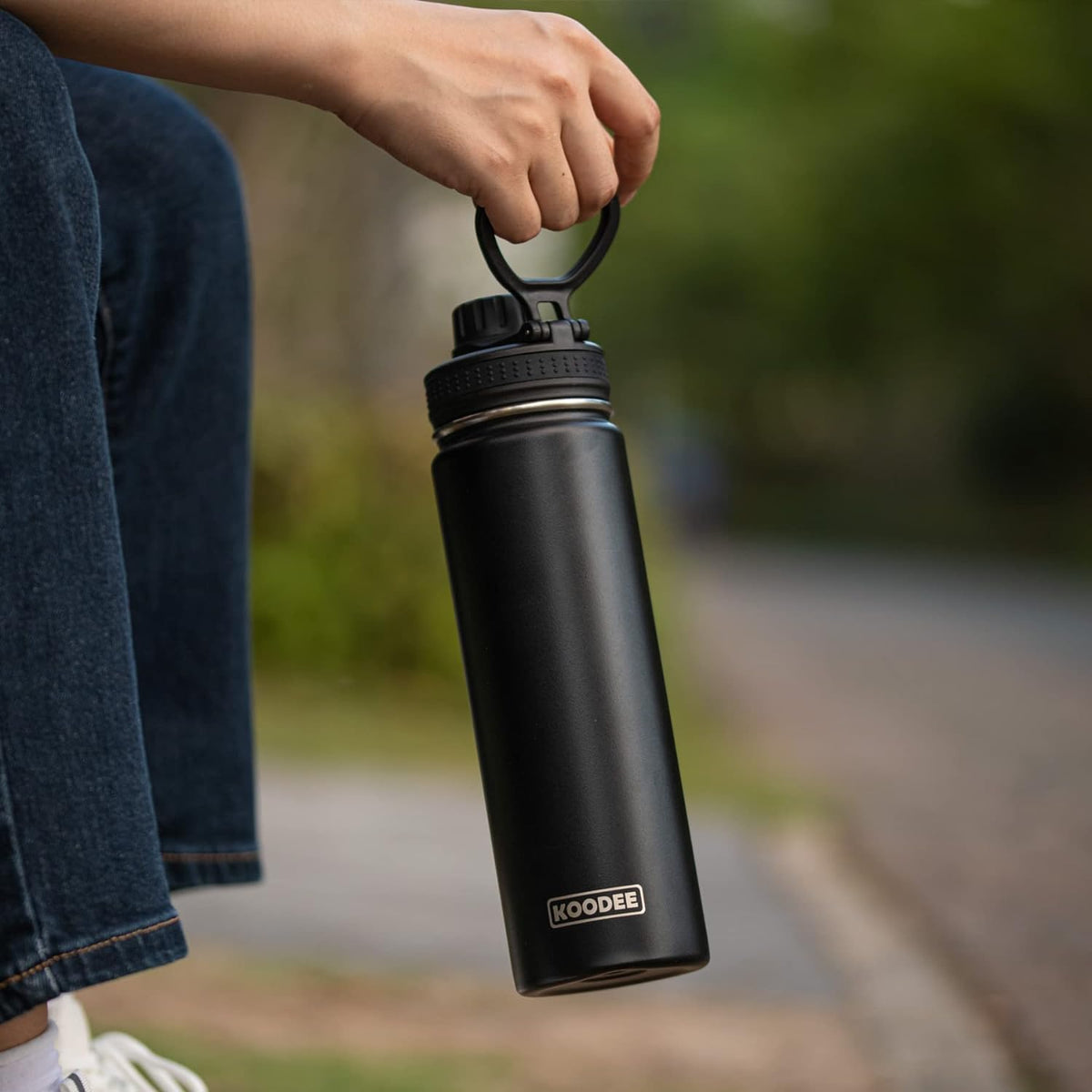 BRAND NEW in BOX ~ koodee Black Stainless Steel 16 oz Insulated Water Bottle