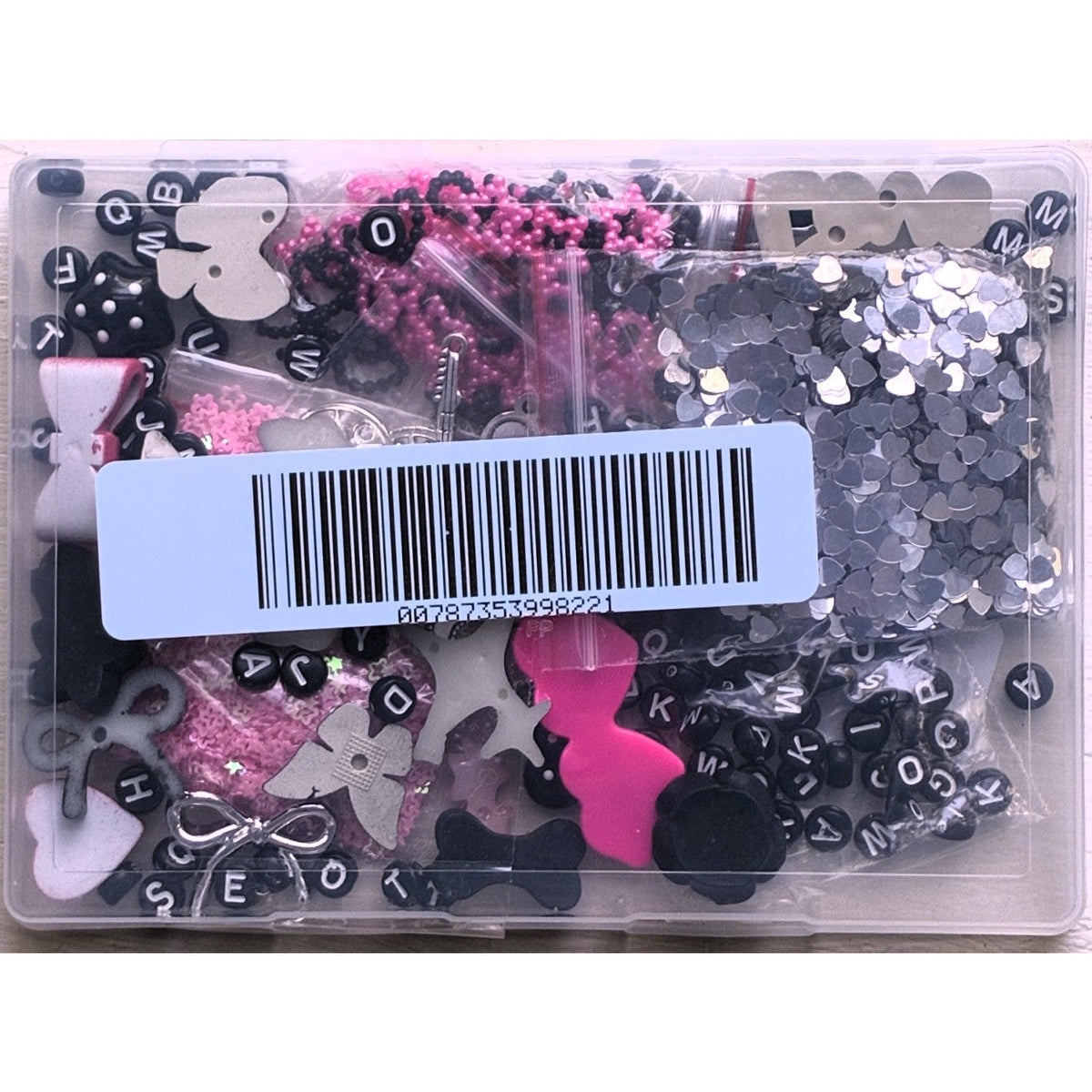 BRAND NEW ~ Pink Black Silver Nails & Phone Case Charms DIY Personalization Kit