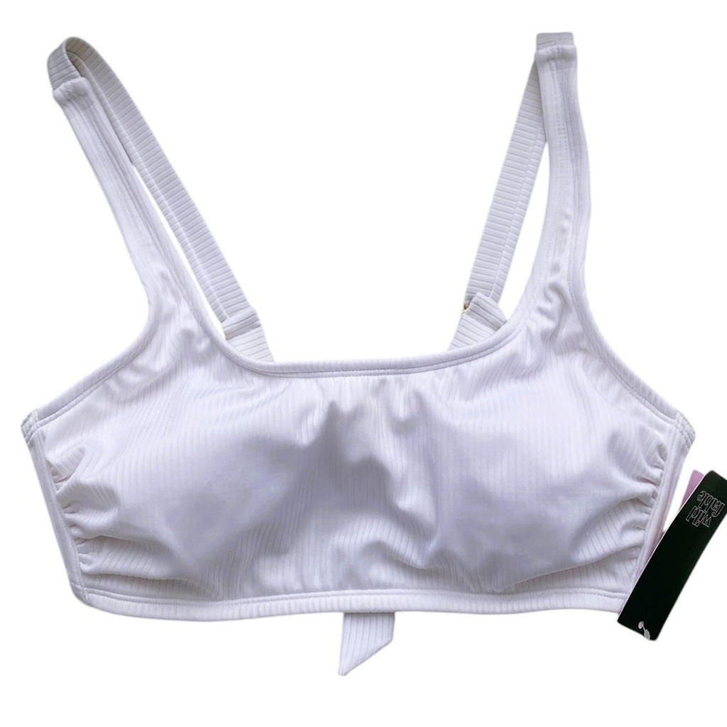 NWT ~ Wild Fable White Ribbed Bralette Bikini Swimsuit Top ~ Size D/DD 8-10
