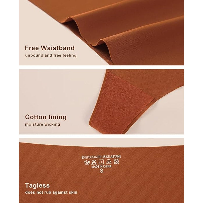 NWT ~ 5 Pack Sexy Muted Earth Tones High Waisted Invisible Seamless Thongs ~ M