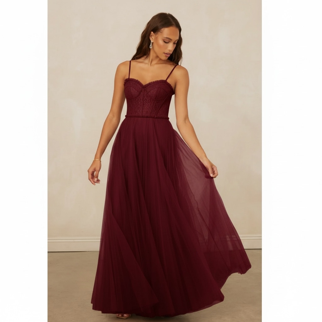 NWT ~ CHRISTIAN SIRIANO BRIDAL ~ AZAZIE 1015 Gorgeous Burgundy Bridesmaid Gown