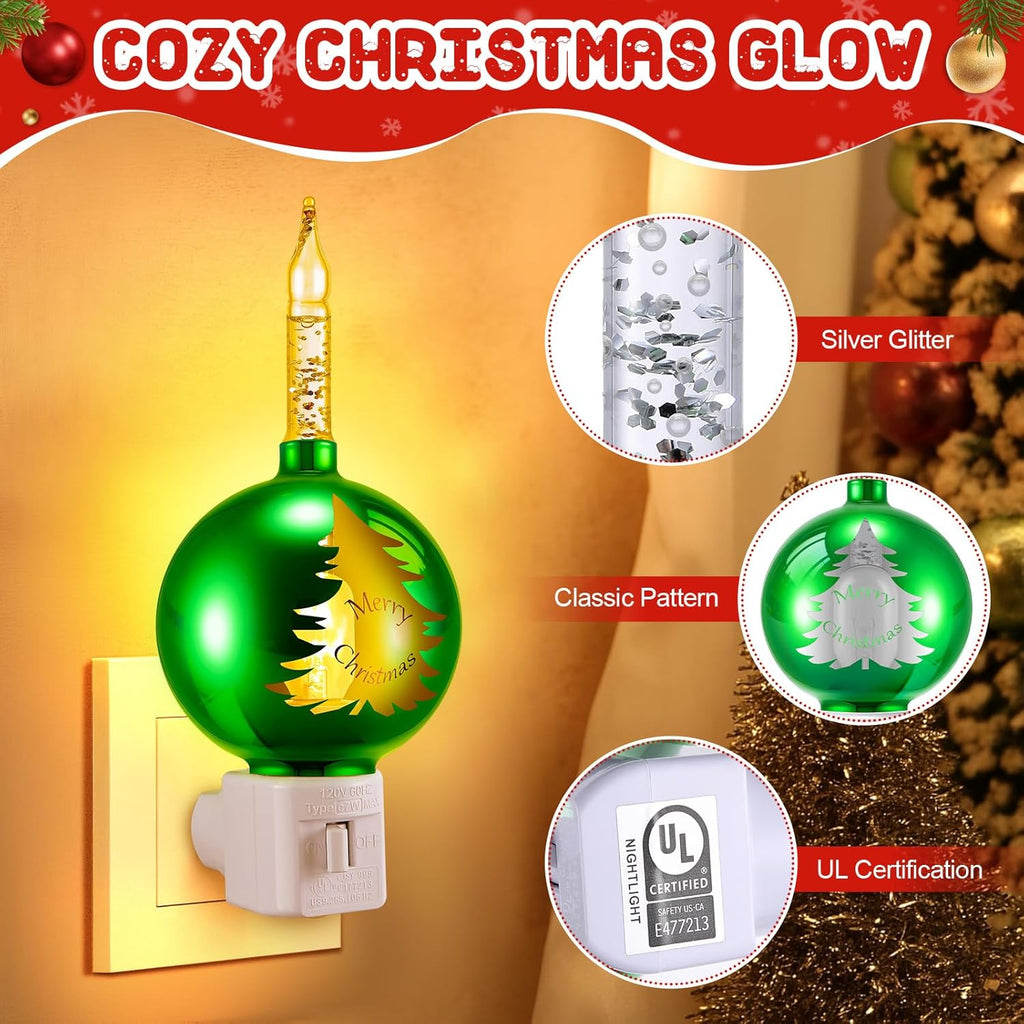 BRAND NEW ~ Set/2 Christmas Bubble Lights Green Ornament Bulb Nightlights