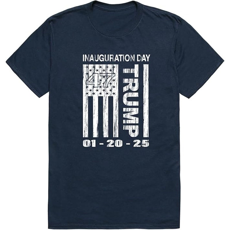 BRAND NEW ~ Trump Inauguration Day Distressed Flag Unisex Blue T-Shirt ~ Medium.