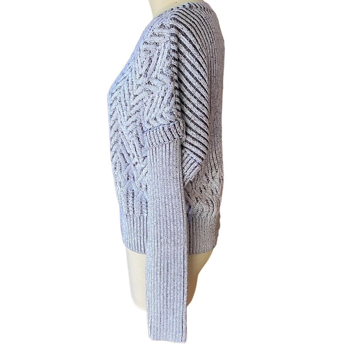 NWT ~ DKNY JEANS Black & White Pullover Drop Shoulder Double Knit Sweater ~ XL