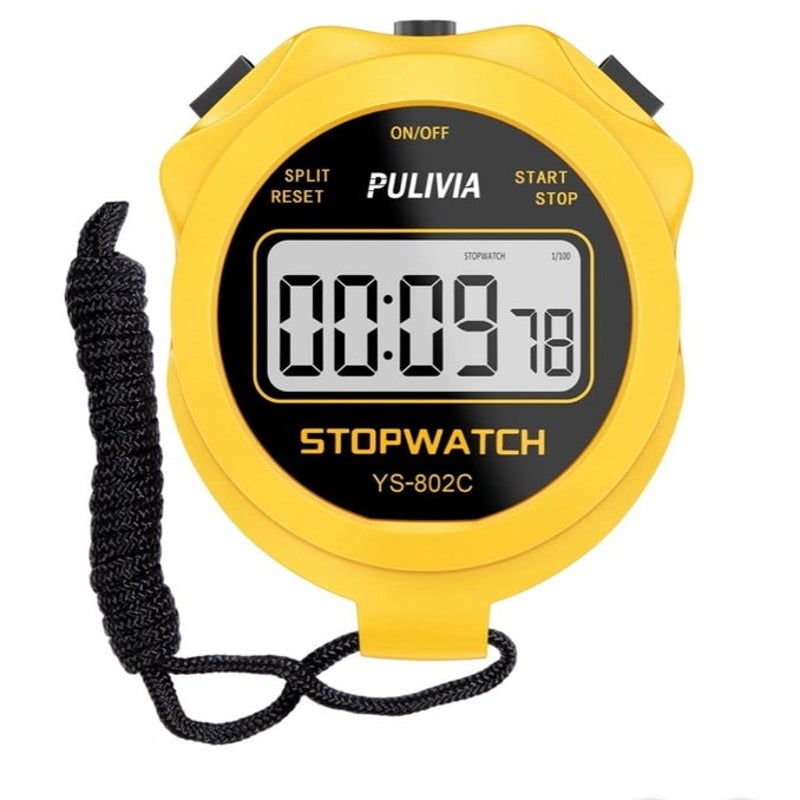 BRAND NEW ~ Yellow Large Display Silent Digital Stopwatch Timer Battery Included