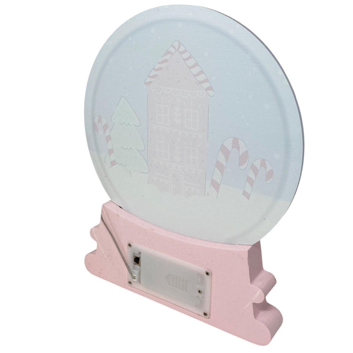 NWT ~ Let It Snow Light Up Wooden Pink Glitter Christmas Holiday Snow Globe