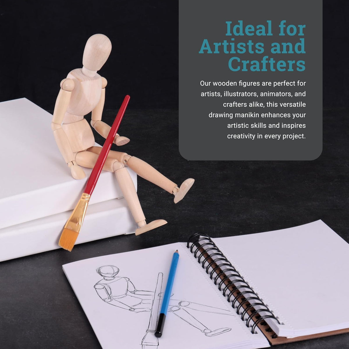 BRAND NEW ~ U.S. Art Supply 12" Wooden Male Manikin Posable Figure Drawing