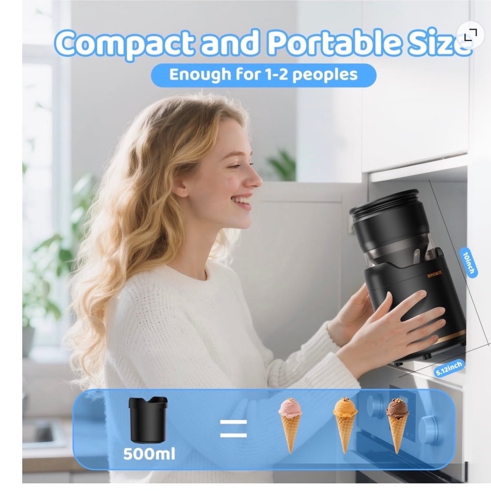 BRAND NEW ~ Black Rechargeable Soft Serve Frozen Yogurt Gelato Ice Cream Maker