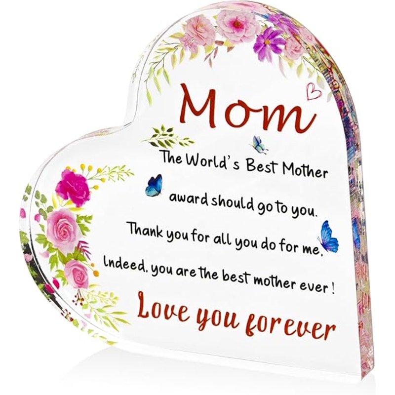 NWT ~ Large Acrylic MOM Heart Mothers Day Birthday Gift ~ Love You Forever