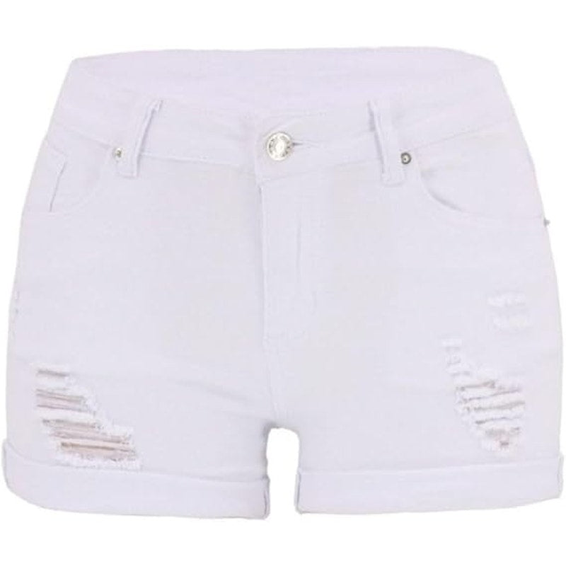 NWT ~ White Denim Distressed Jean Shorts ~ Women's Size LARGE