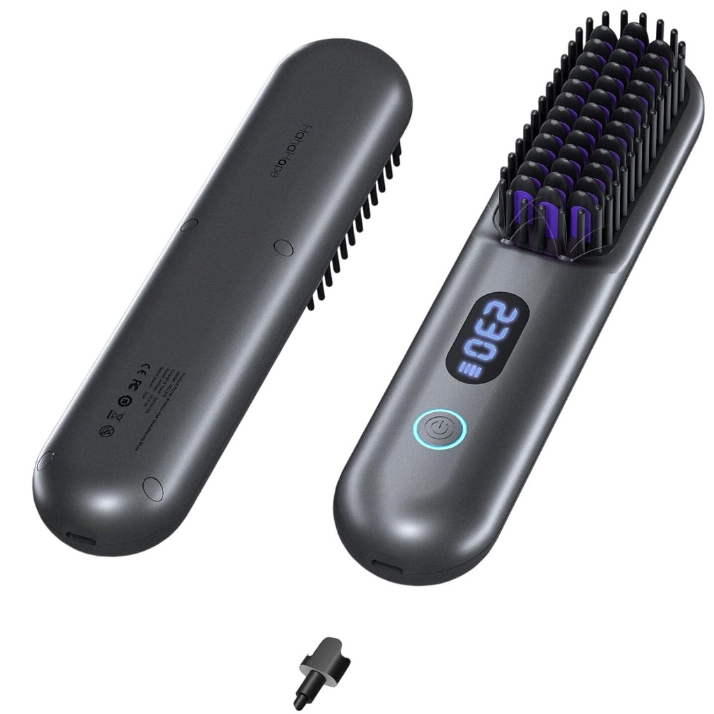 BRAND NEW ~ Gray Cordless 9 Temp Settings & LED Display Hair Straightener Brush