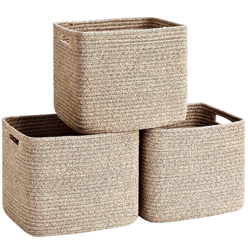 BRAND NEW ~ Set/3 Jute Woven Cotton Rope Storage Baskets Bins Shelves Organizer