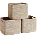 BRAND NEW ~ Set/3 Jute Woven Cotton Rope Storage Baskets Bins Shelves Organizer