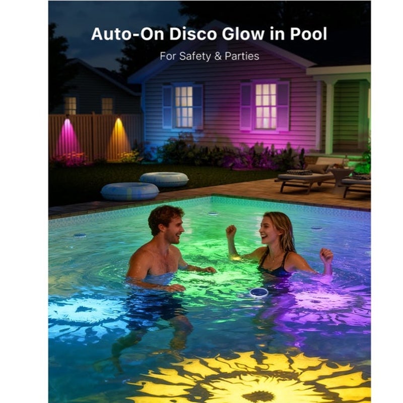BRAND NEW ~ Set/4 Waterproof RGB Solar Floating Colorful Pool Lights & Remote