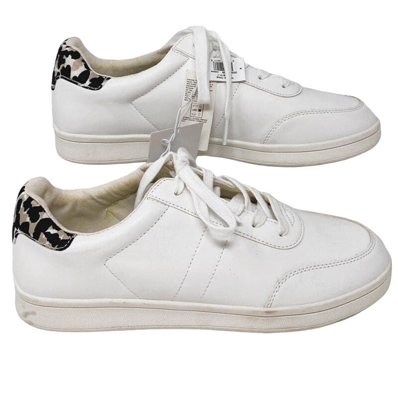 NWT ~ OLD NAVY White Memory Foam Sneakers Cheetah Leopard Back ~ Women's 9