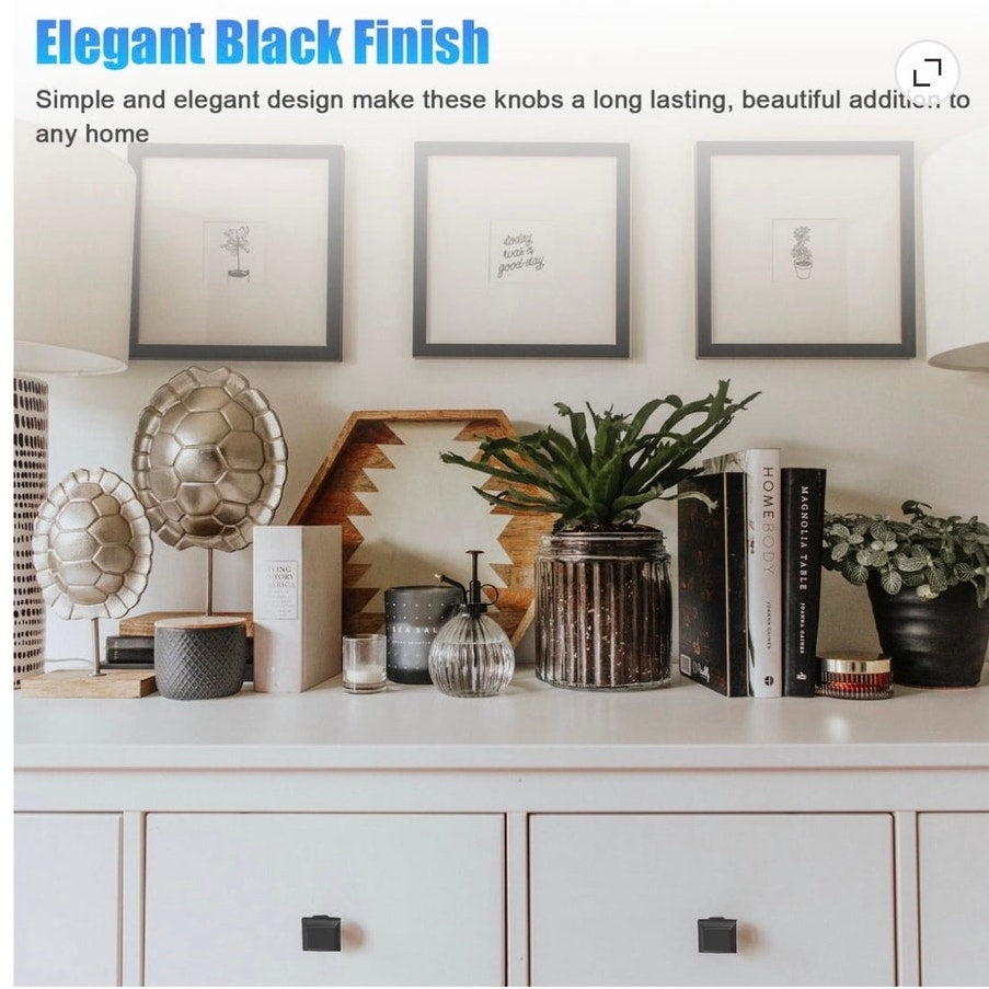 BRAND NEW ~ Set/10 Black 1.2" Cabinet Door Knobs Drawer Hardware Handles & Pulls