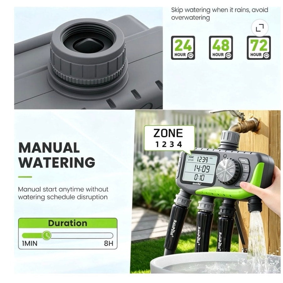 BRAND NEW ~ 4 Outlets Garden Hose Water Timer Programmable Watering Sprinkler